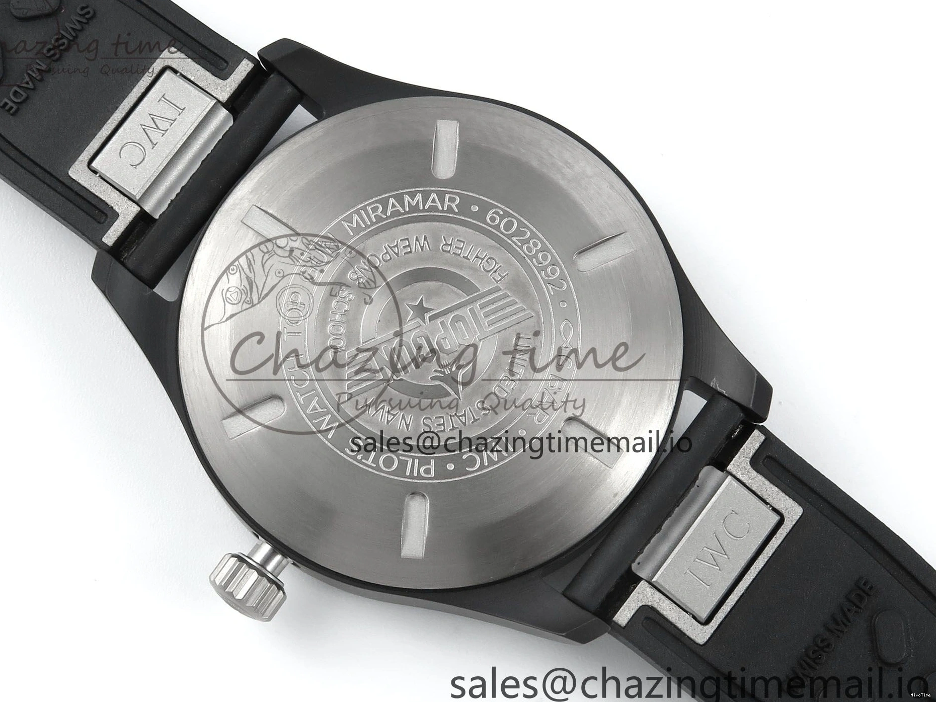 MIROTIME 0203 Pilot Top Gun IW326901 M+F 1:1 Best Edition Black Dial on Black Rubber Strap A SportInspired 6999